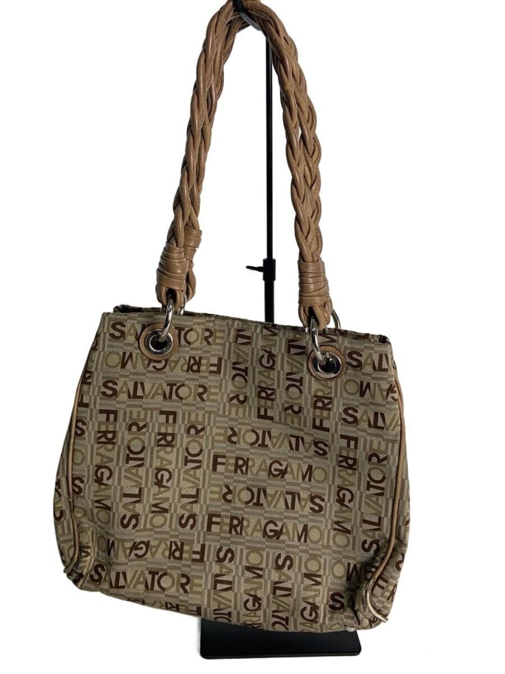 Salvatore Ferragamo Handbag Canvas Brown All over